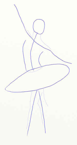 考虑到芭蕾舞女演员相当瘦，所以试着描绘一些不太茂盛的身体部位。